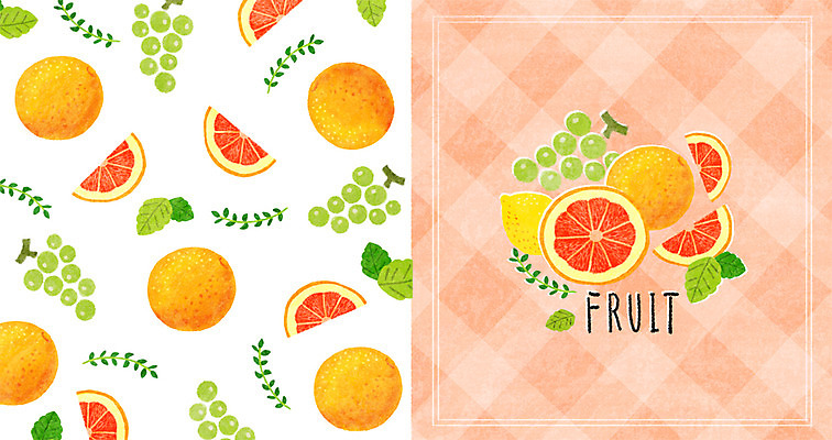 PSD 패턴 오렌지 과일 일러스트 사람없음 패턴백그라운드 레몬 자몽 청포도 트로피컬아트 아기자기 국내일러스트 백그라운드 컨셉 무늬 포도 그림 파일형식