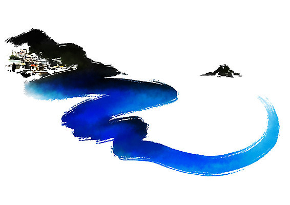 PSD 바다 섬 일러스트 캘리그라피 붓터치 산 사람없음 마을 섬마을 국내일러스트 파일형식