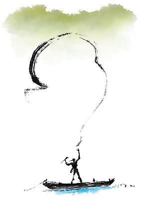 PSD 남자 바다 일러스트 캘리그라피 낚시 한명 성인 낚시줄 국내일러스트 1 레저 사람 낚시용품 파일형식