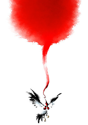 PSD 한마리 일러스트 캘리그라피 사람없음 태양 닭 날갯짓 정열 국내일러스트 자연요소 1 조류 파일형식