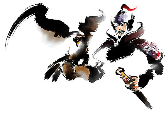 PSD 남자 일러스트 캘리그라피 붓터치 한명 성인 날갯짓 장군 매_조류 힘찬 국내일러스트 직업 1 컨셉 조류 사람 파일형식