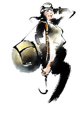 PSD 여자 일러스트 캘리그라피 한명 성인 잠수복 해녀 해녀도구 국내일러스트 직업 1 옷 사람 도구 파일형식