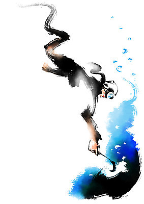 PSD 여자 일러스트 캘리그라피 한명 성인 수집 미역 해녀 해녀도구 국내일러스트 직업 1 사람 도구 해조류 파일형식