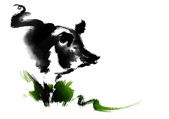 PSD 한마리 일러스트 캘리그라피 붓터치 사람없음 돼지 흑돼지 국내일러스트 1 포유류 파일형식