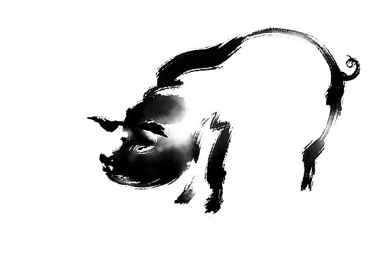 PSD 한마리 일러스트 캘리그라피 붓터치 사람없음 흑돼지 국내일러스트 1 돼지 파일형식