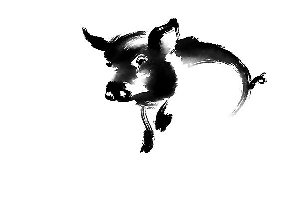 PSD 한마리 일러스트 캘리그라피 붓터치 사람없음 흑돼지 국내일러스트 1 돼지 파일형식