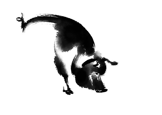 PSD 한마리 일러스트 캘리그라피 붓터치 사람없음 흑돼지 국내일러스트 1 돼지 파일형식