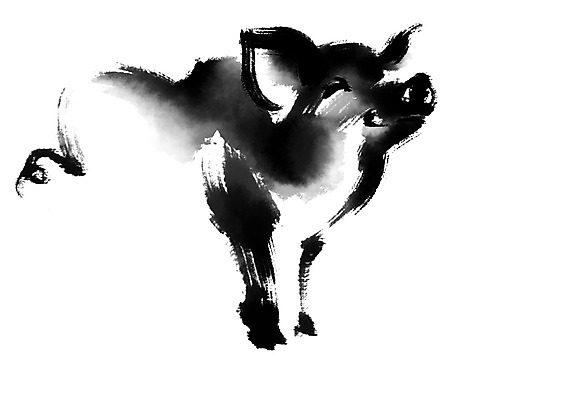 PSD 한마리 일러스트 캘리그라피 붓터치 사람없음 흑돼지 국내일러스트 1 돼지 파일형식