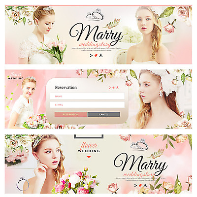 PSD 서양인 템플릿 배너 여자 부케 웨딩드레스 웹템플릿 결혼 여러명 20대 성인 장미 결혼반지 다이아몬드반지 이벤트배너 웹배너 성인여자만 이미지템플릿 외국인 드레스 꽃 꽃다발 다수 사람 이벤트 청년 반지 여자만 성인만 파일형식