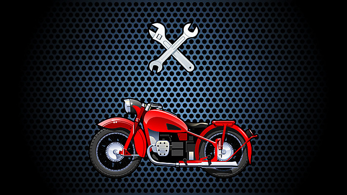 포토 JPG 해외이미지 일러스트 열쇠 사람없음 옆모습 빨간색 자전거 기계 오토바이 스패너 클래식 만화 그림 해외202004 해외포토 뷰포인트 컬러 컨셉 바이크 공구 파일형식 이미지허브