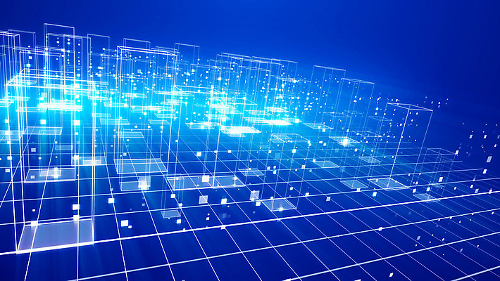 JPG 해외이미지 백그라운드 일러스트 사람없음 파란색 빛 컴퓨터 3D 육면체 홀로그램 해외202004 해외포토 포토 도형 컬러 전자제품 디지털합성 파일형식 이미지허브