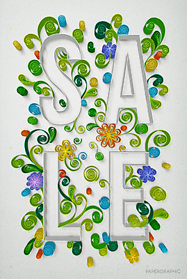 PSD 영어 종이 꽃무늬 일러스트 타이포그라피 사람없음 세일 페이퍼아트 질감 국내일러스트 문자 꽃 무늬 파일형식