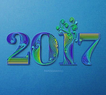 PSD 종이 일러스트 새해 타이포그라피 사람없음 숫자 페이퍼아트 질감 2017년 국내일러스트 문자 연도 파일형식