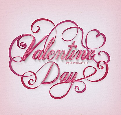 PSD 영어 종이 일러스트 발렌타인데이 타이포그라피 사람없음 하트 페이퍼아트 질감 국내일러스트 모양 문자 데이이벤트 파일형식