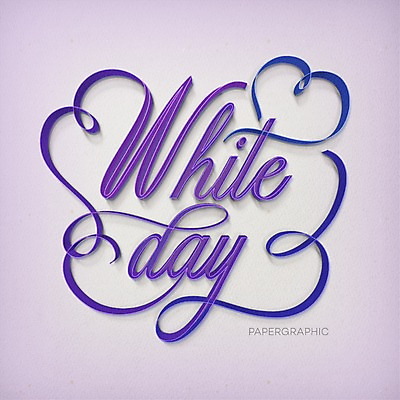 PSD 영어 종이 일러스트 화이트데이 타이포그라피 사람없음 하트 페이퍼아트 질감 국내일러스트 모양 문자 데이이벤트 파일형식