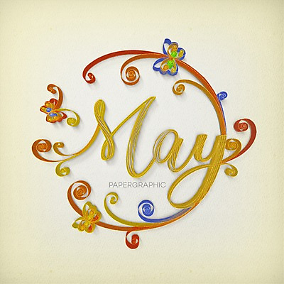 PSD 영어 종이 나비 일러스트 타이포그라피 사람없음 페이퍼아트 5월 질감 국내일러스트 문자 곤충 날짜 파일형식