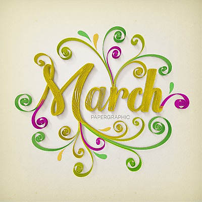 PSD 영어 종이 일러스트 타이포그라피 사람없음 페이퍼아트 3월 질감 국내일러스트 문자 날짜 파일형식