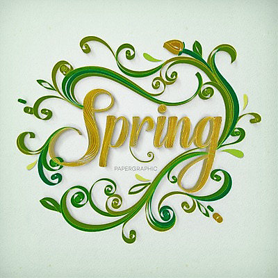 PSD 식물 영어 꽃 종이 일러스트 타이포그라피 사람없음 봄 페이퍼아트 질감 국내일러스트 문자 계절 파일형식