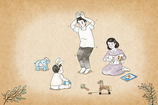 PSD 여자 교육 남자 일러스트 노래 가족 엄마 수채화 사랑 일상 세명 부모 장난감 육아 춤 아기 아빠 국내일러스트 감정 음악 관계 문화예술 사람 라이프 파일형식