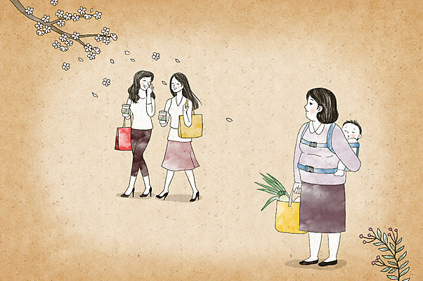 전신 PSD 여자 꽃 생각 일러스트 가족 엄마 수채화 서기 여러명 쇼핑백 아기 추억 업기 부러움 시장바구니 시절 국내일러스트 식물 감정 다수 컨셉 가방 관계 모션 사람 바구니 파일형식