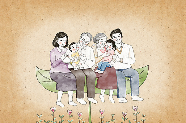 전신 PSD 여자 할아버지 남자 딸 행복 아들 할머니 어린이 일러스트 가족 엄마 손자 손녀 수채화 앉기 여러명 성인 새싹 아기 아빠 국내일러스트 식물 노년 감정 다수 관계 모션 사람 손주 파일형식