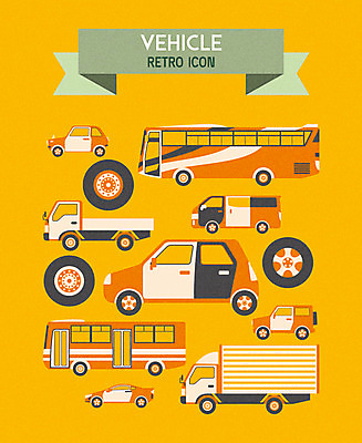 아이콘 교통수단 자동차 버스 사람없음 트럭 복고 타이어 대형차 소형차 고속버스 중형차 2D아이콘 AI파일 육상교통 교통 승용차 대중교통 파일형식 벡터