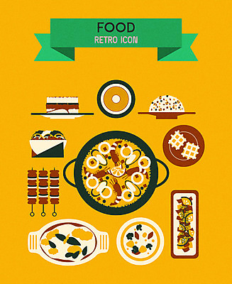 아이콘 음식 서양음식 사람없음 꼬치 복고 스튜 와플 케밥 필라프 바움쿠헨 2D아이콘 AI파일 디저트 케이크 파일형식 벡터