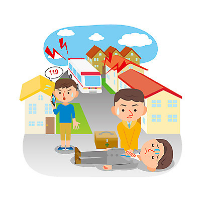전신 남자 일러스트 성인 세명 구급차 자연재해 주택가 119 심폐소생술 응급조치 인명구조 국내일러스트 AI파일 자동차 사람 응급 구조원 소방 재해 전화번호 파일형식 벡터