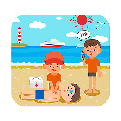전신 남자 바다 일러스트 성인 세명 태양 구출 자연재해 통화 119 수상구조대 신고 심폐소생술 응급조치 국내일러스트 AI파일 자연요소 모션 사람 응급 도움 소방 재해 전화번호 구조대 파일형식 벡터