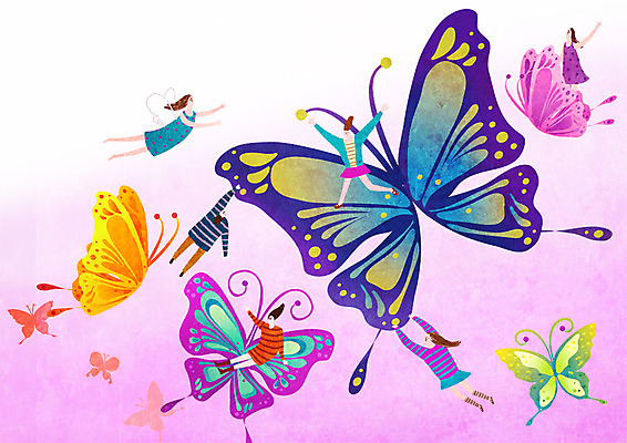 PSD 여자 남자 나비 여러마리 일러스트 한국 여러명 성인 축제 즐거움 나비축제 지역축제 대한민국축제 국내일러스트 감정 아시아 다수 곤충 사람 파일형식