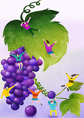 PSD 여자 남자 과일 일러스트 포도 한국 여러명 성인 축제 즐거움 특산물 포도잎 지역축제 대한민국축제 포도축제 국내일러스트 감정 아시아 다수 잎 사람 파일형식