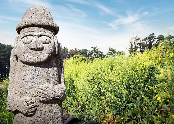 PSD 구름 편집이미지 여행 꽃밭 하늘 풍경 사람없음 제주도 돌하르방 디지털합성 유채 디지털아트 이미지편집 자연요소 꽃 한국 파일형식