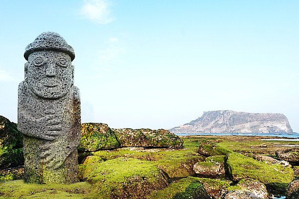 PSD 편집이미지 여행 하늘 풍경 해변 사람없음 제주도 돌하르방 디지털합성 성산일출봉 디지털아트 광치기해변 이미지편집 바다 한국 서귀포 파일형식