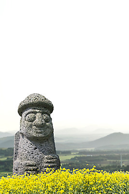 PSD 편집이미지 여행 꽃밭 풍경 사람없음 제주도 돌하르방 디지털합성 유채 디지털아트 이미지편집 꽃 한국 파일형식