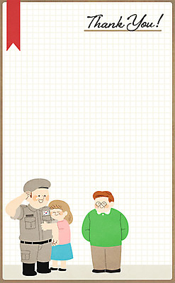 전신 PSD 여자 남자 아들 일러스트 가족 성인 세명 부모 군인 감사 경례 프레임일러스트 국내일러스트 직업 감정 관계 프레임 사람 인사 국군 파일형식