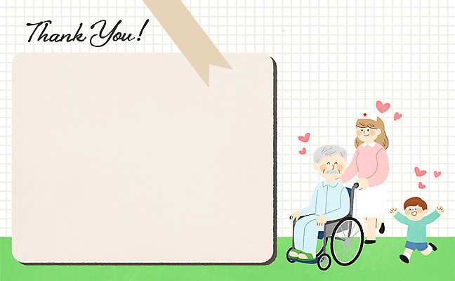 전신 PSD 여자 노년 남자 어린이 일러스트 손자 성인 세명 환자 간호사 하트 휠체어 감사 프레임일러스트 국내일러스트 모양 감정 의학 프레임 사람 의료진 손주 파일형식