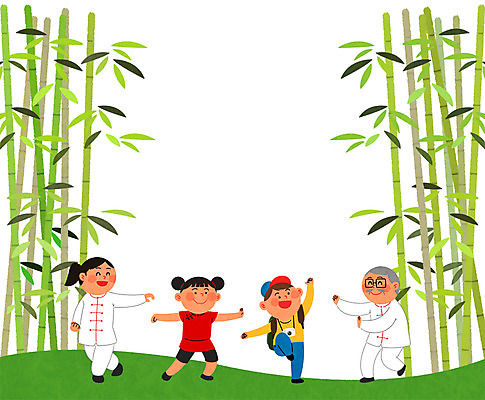 전신 PSD 여자 남자 어린이 여행 일러스트 프레임 여러명 성인 중국인 여행객 대나무 태극권 유커 국내일러스트 외국인 나무 다수 사람 동양인 파일형식