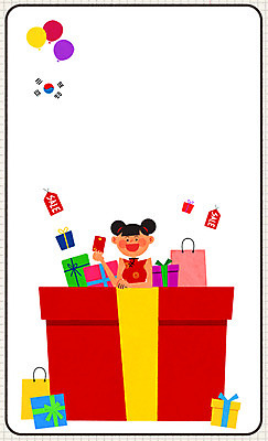 PSD 여자 여행 일러스트 프레임 한명 성인 선물상자 쇼핑 쇼핑백 중국인 꼬리표 여행객 태극기 치파오 풍선 유커 국내일러스트 외국인 1 가방 선물 사람 동양인 상자 라벨 국기 전통의상 파일형식