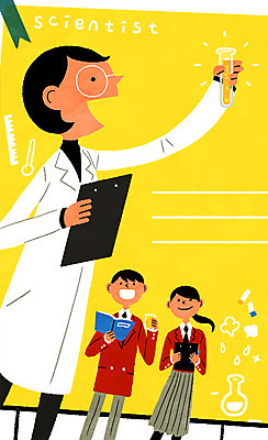 PSD 학생 여자 남자 과학 일러스트 청소년 프레임 성인 세명 과학자 비커 멘토링 국내일러스트 직업 교육 실험기구 사람 학자 파일형식