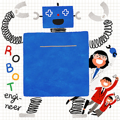 PSD 학생 여자 남자 과학 일러스트 청소년 프레임 성인 세명 로봇 과학자 멘토링 4차산업 국내일러스트 직업 교육 산업 사람 학자 파일형식