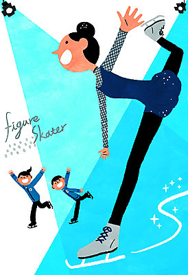 전신 PSD 직업 학생 여자 남자 일러스트 청소년 프레임 성인 세명 피겨스케이팅 피겨선수 아이스링크 멘토링 국내일러스트 교육 운동선수 사람 스케이팅 파일형식