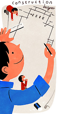 PSD 학생 여자 남자 일러스트 청소년 프레임 자 성인 세명 설계도 인테리어디자이너 멘토링 국내일러스트 직업 교육 문구용품 건설업 사람 파일형식