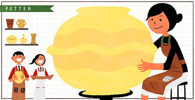 PSD 직업 학생 여자 남자 일러스트 청소년 프레임 성인 취미 세명 도자기 도예가 도자기공방 멘토링 국내일러스트 교육 사람 공예 파일형식