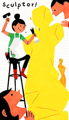 PSD 직업 학생 여자 남자 조각 의자 일러스트 청소년 프레임 성인 취미 세명 조각칼 조각가 멘토링 국내일러스트 교육 가구 사람 칼 파일형식