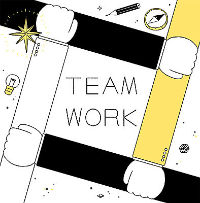 PSD 일러스트 비즈니스 전구 협력 함께함 여러명 신체부위 연필 잡기 나침반 팔 프레임일러스트 국내일러스트 다수 컨셉 모션 학용품 프레임 사람 필기구 파일형식