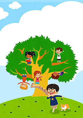 PSD 외국인 나무 백인 여자 남자 어린이라이프 어린이 흑인 일러스트 여러명 강아지 다문화사회 국내일러스트 서양인 식물 라이프스타일 다수 사람 인종 반려동물 사회_공동체 개 다문화 파일형식