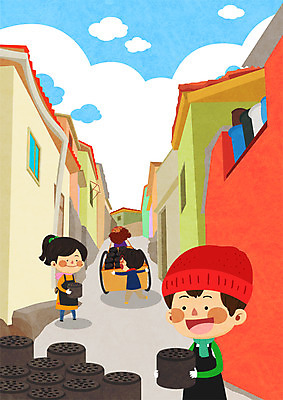 PSD 외국인 구름 여자 남자 어린이라이프 어린이 흑인 일러스트 여러명 앞치마 봉사 연탄 달동네 보람 국내일러스트 자연요소 서양인 라이프스타일 다수 사람 인종 마을 도움 파일형식