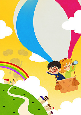 PSD 구름 여자 남자 어린이라이프 어린이 무지개 일러스트 하늘 서기 상반신 두명 망원경 열기구 비행 풍선 국내일러스트 자연요소 라이프스타일 항공교통 모션 사람 파일형식