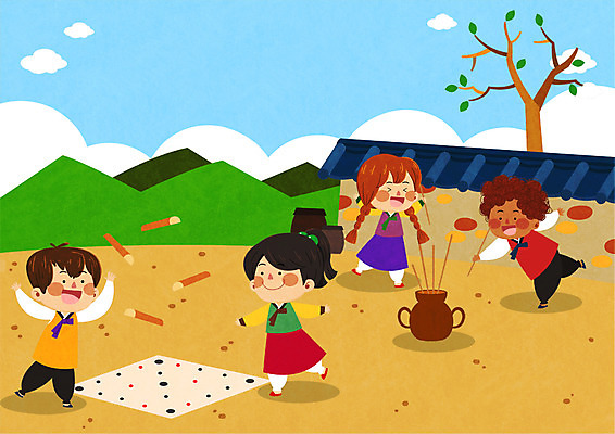 PSD 외국인 여자 남자 어린이라이프 어린이 흑인 일러스트 여러명 윷놀이 한복 전통체험 다문화사회 윷판 투호 투호놀이 한류 국내일러스트 서양인 한국전통 라이프스타일 문화 다수 사람 인종 전통놀이 체험 사회_공동체 전통의상 다문화 파일형식