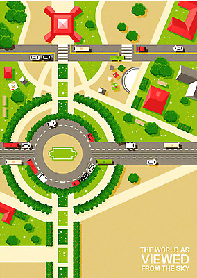 나무 공원 꽃 도로 백그라운드 일러스트 자동차 풍경 사람없음 건물 하이앵글 도시풍경 교차로 국내일러스트 AI파일 식물 건축물 공공시설 길 육상교통 뷰포인트 교통시설 도시 파일형식 벡터